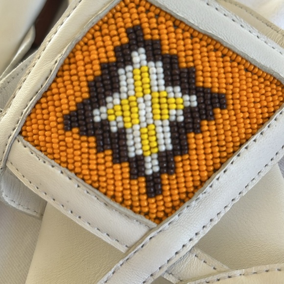 Free People New laidback London hand beaded white sandal Dance pool party Happy - Picture 8 of 10